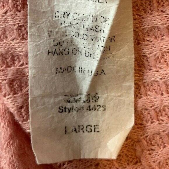 Entro Blouse Womens L Short Sleeve Waffle Knit Ruffled Hem Casual Feminine Boho - Picture 9 of 9